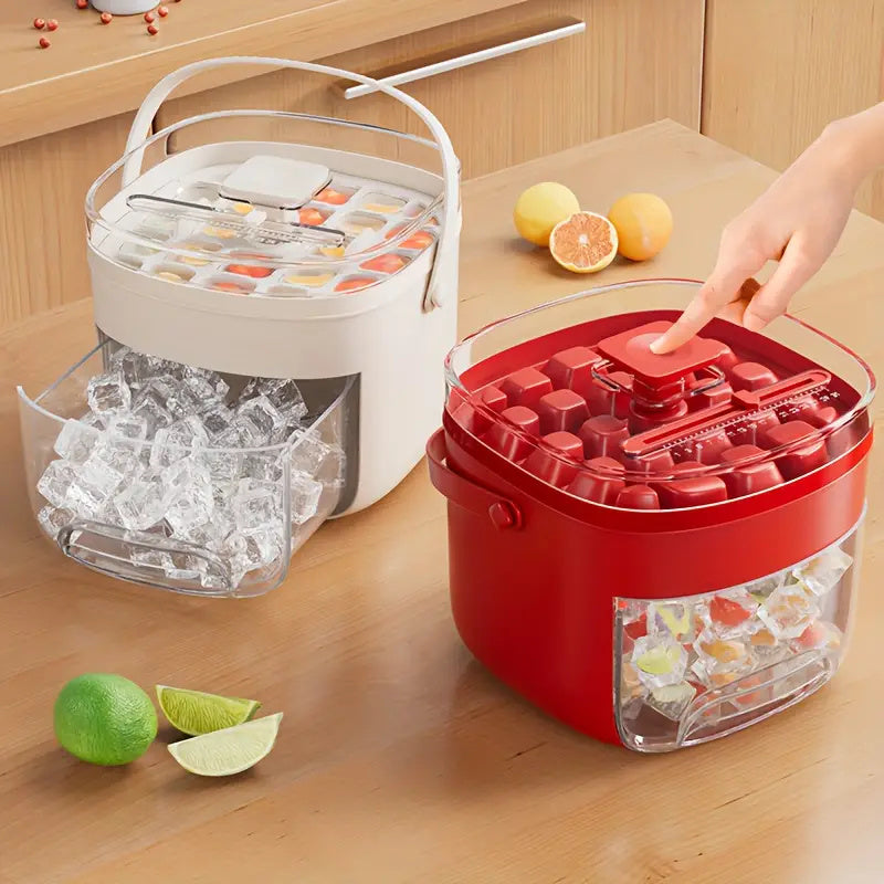 Vassoio per ghiaccio portatile da esterno, pratico e di tipo a pressione, secchiello per ghiaccio di grande capacità, 48 contenitori per ghiaccio extra large, vassoio portaoggetti in plastica per alimenti, gadget da cucina essenziale - universeshop2