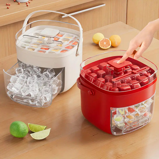 Vassoio per ghiaccio portatile da esterno, pratico e di tipo a pressione, secchiello per ghiaccio di grande capacità, 48 contenitori per ghiaccio extra large, vassoio portaoggetti in plastica per alimenti, gadget da cucina essenziale - universeshop2